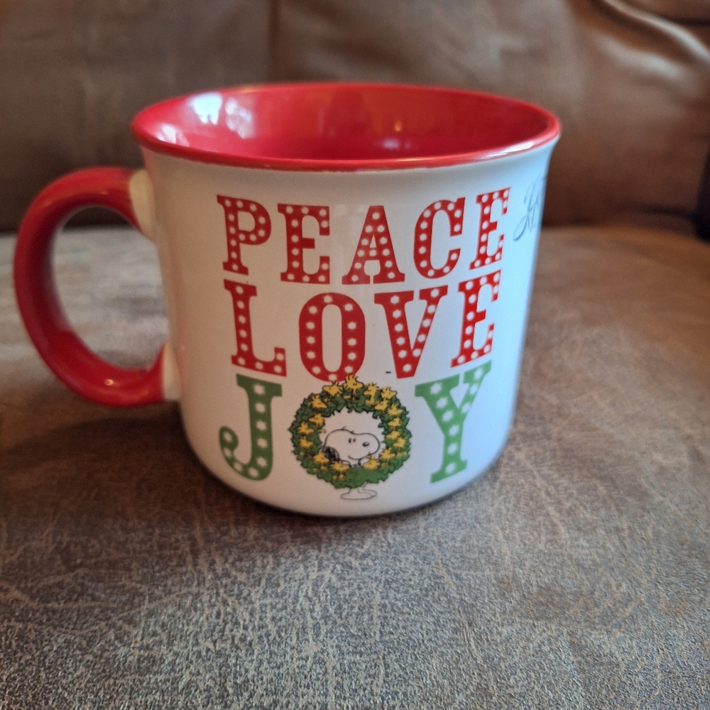 Peanuts Worldwide Snoopy Christmas Mug with Peace Love Joy Design